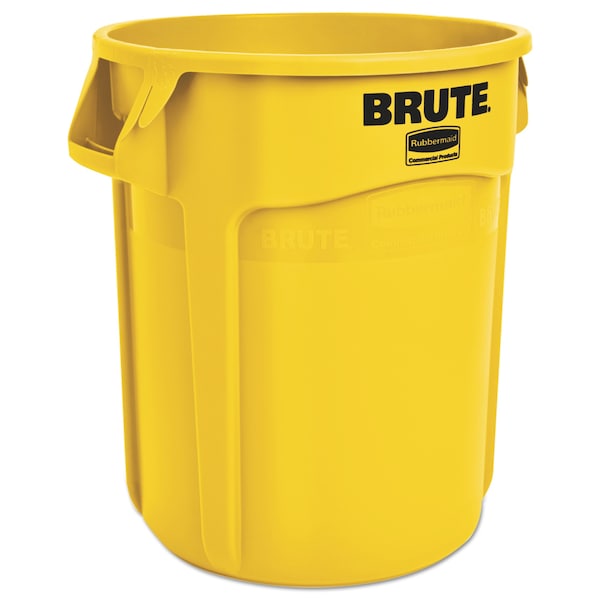 Rubbermaid Commercial Round Brute Container, Plastic, 20 gal, Yellow FG262000YEL - main